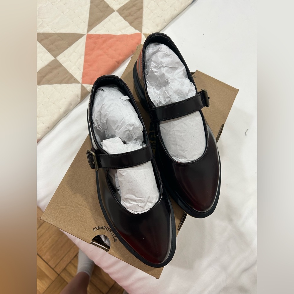 Dr. Martens Elphie Burgundy Leather Mary Jane Shoes - Picture 4 of 7